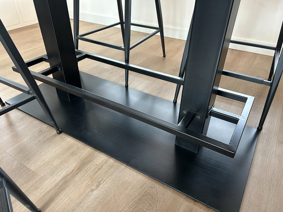 Image 1 of Table de bar (table haute) en bois 140x80x94 avec 4 tabourets