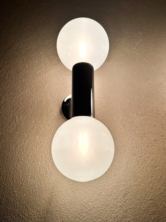 Vintage pair of Wall lights Motoko Ishii, Staff Leuchten, Glass, Chrome, Silver (photo 6 of 11)