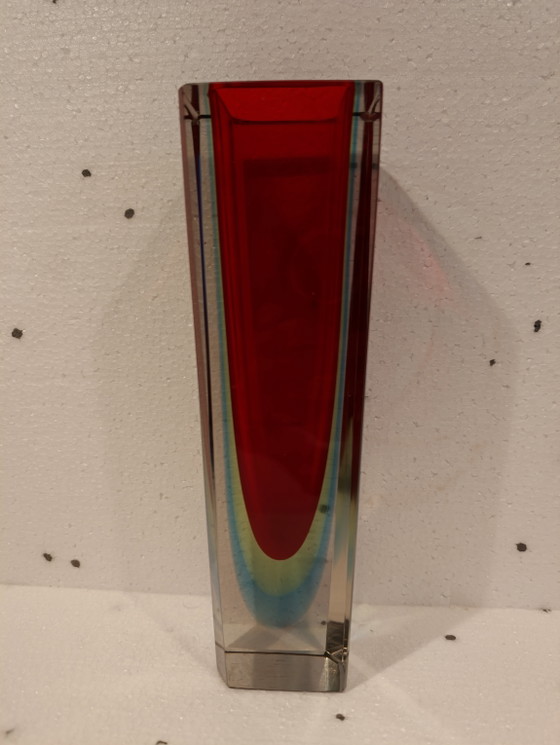 Murano Sommerso Glass Faceted Vase by Flavio Poli – Crystal (photo 3 of 12)