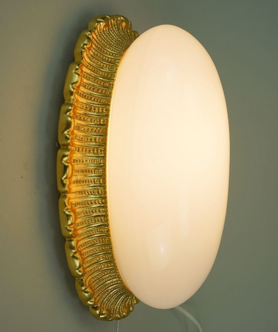 Mid Century Lampada a bacchetta Limburg A 234 Opalglas Aluminium Vergoldet 70er 80er Jahre (photo 2 of 15)