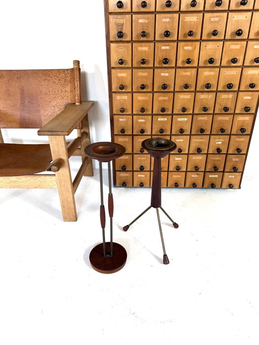 Set di 2 posacenere vintage danesi in teak, anni '60.