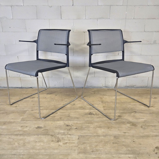 2x sedia Wilkhahn Aline 230 con braccioli (impilabile) sedie di design / sedie da ufficio / sedie da sala da pranzo