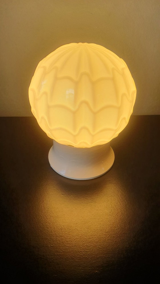 Image 1 of Groene / mint kleurige glazen plafondlamp - Thabur Den Haag. size Small