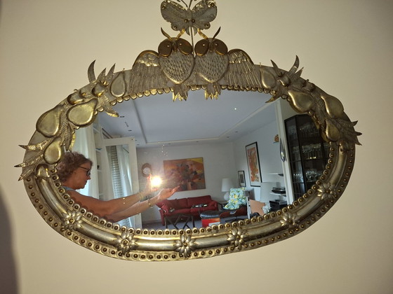 Sergio Bustamante – Miroir mural XL « Hiboux sous papillon » (Signé et numéroté à la main) – Metal, Brass (photo 5 of 5)