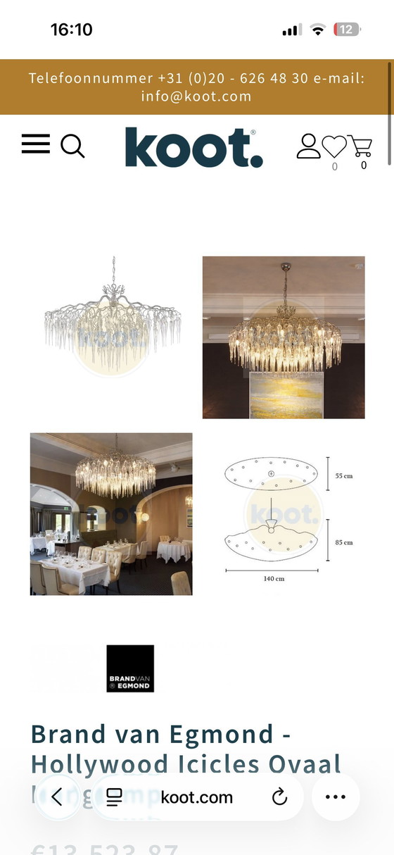 Image 1 of Lampadario ovale di marca Egmond Hollywood Glass Icicles