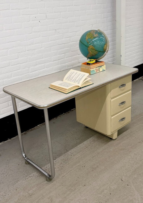 Image 1 of Vintage tubular frame Maquet desk, doctor's office
