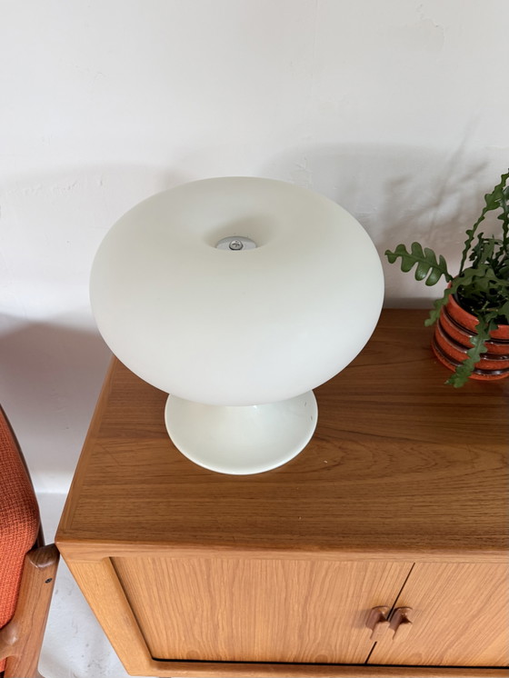 Vintage Deense Opaalglazen Donut Lamp ‘70 – Tafellampen, Glass, Plastic (photo 4 of 11)