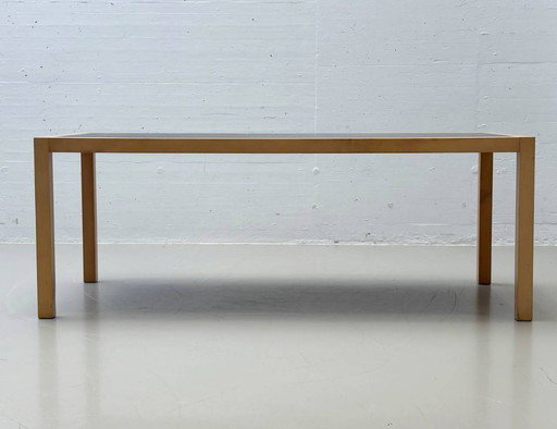 Dining table with linoleum surface and light solid wood frame, 1970s