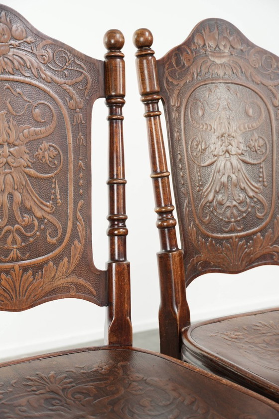 4x Antique bistro chairs from the late 18th century with bentwood in Art Nouveau style with remarkable (photo 12 of 14)