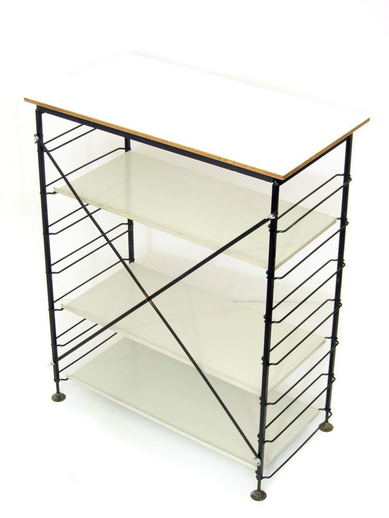 Image 1 of Minimalistisch klassiek vintage design vrijstaand tafelblad met verstelbare planken