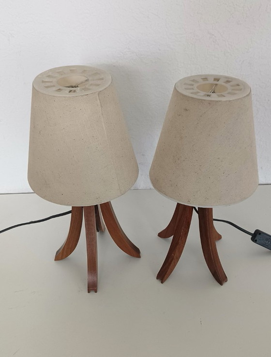 Lampes de chevet en teck de design danois – Textile, Wood (photo 7 of 9)