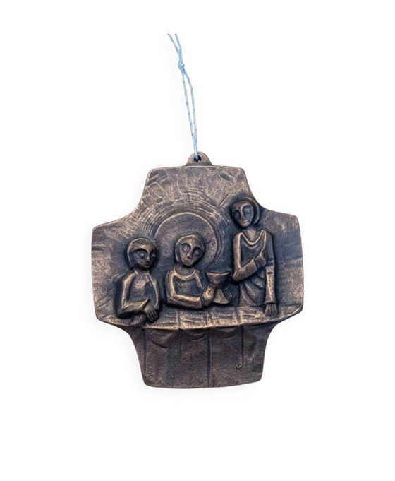 Image 1 of Religious bronze bas-relief - scene of the Last Supper - medieval style