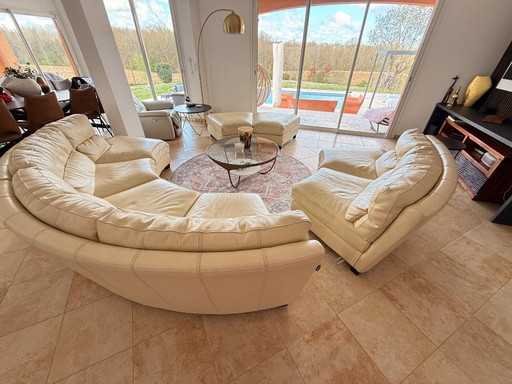 Chateau d'Ax panoramic half-moon sofa in genuine cowhide leather