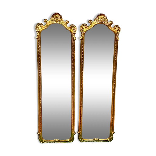 Paire de miroirs dorés, 97 x 28 cm – spiegels, Plastic