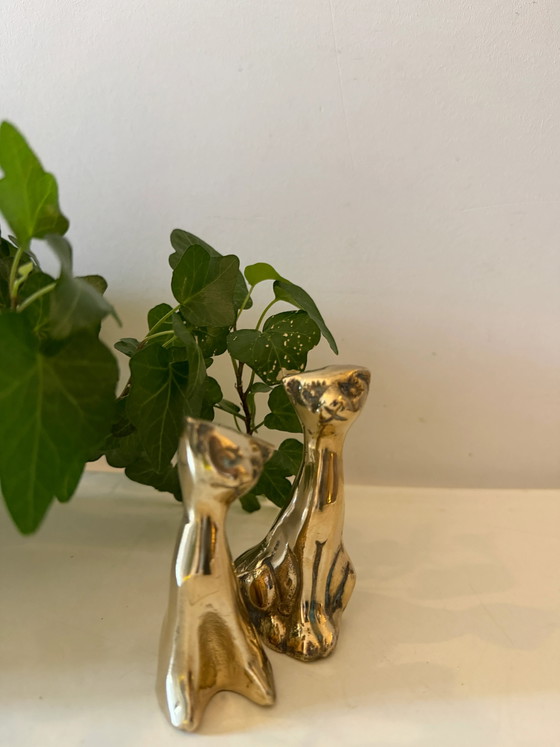 Set di 2 gatti in ottone – Sculture, Brass, Vintage (photo 4 of 6)