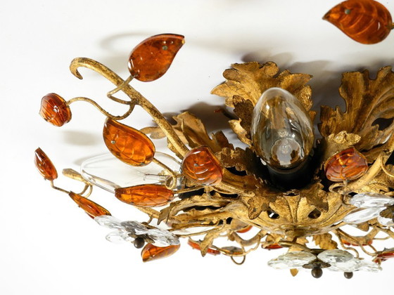 Image 1 of Très belle lampe de plafond ou applique murale plaquée or des années 1960, de Banci Firenze, Italie