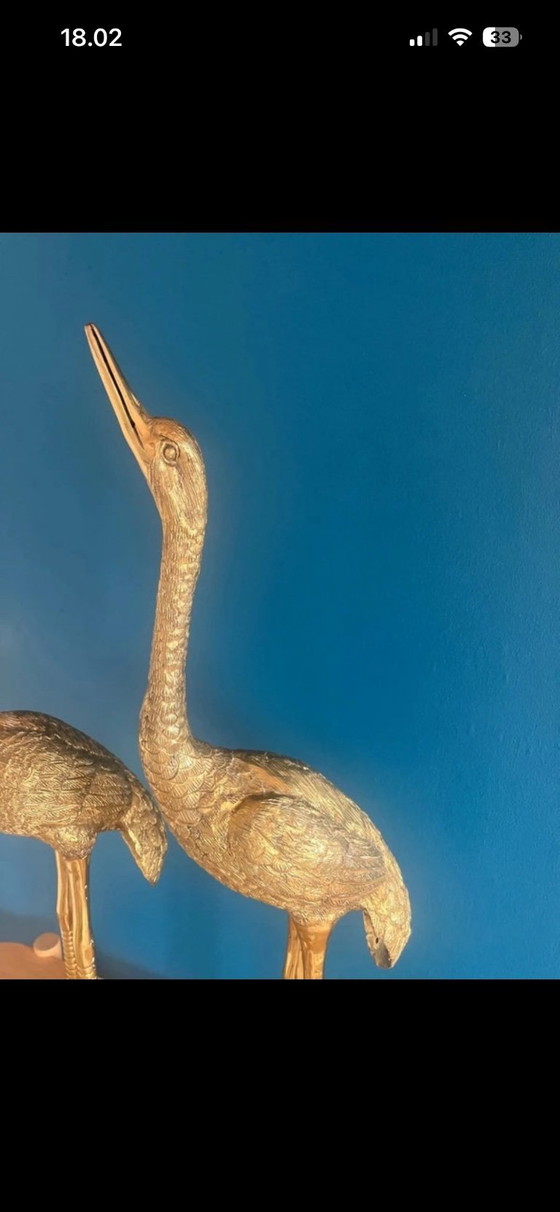 Image 1 of Grues/hérons vintage en laiton