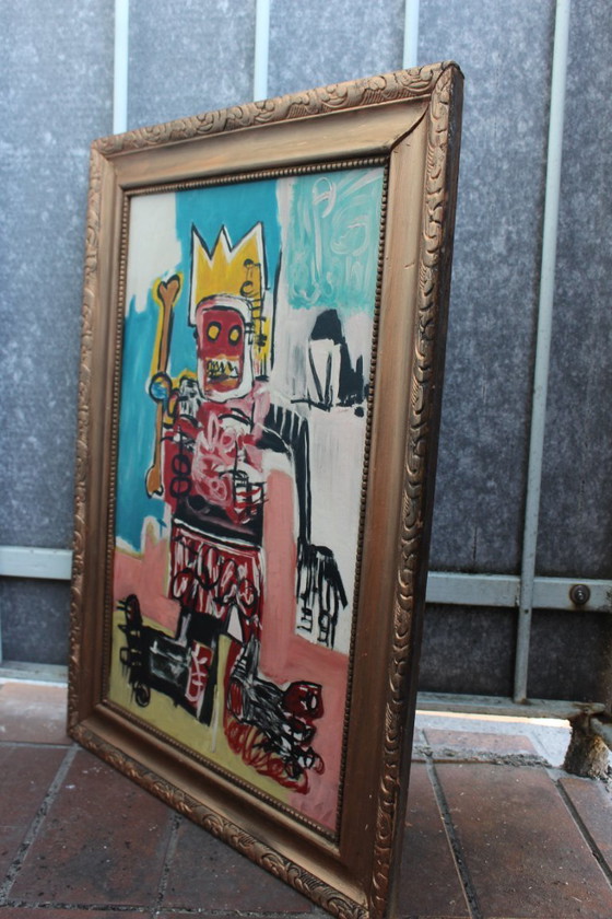 Image 1 of Modernistic Painting After Jean-Michel Basquiat, Circa 1970