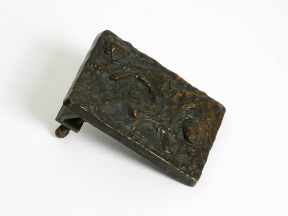 Image 1 of Maniglia a spinta brutalista in bronzo massiccio e pesante degli anni '70 di Alpan Germania