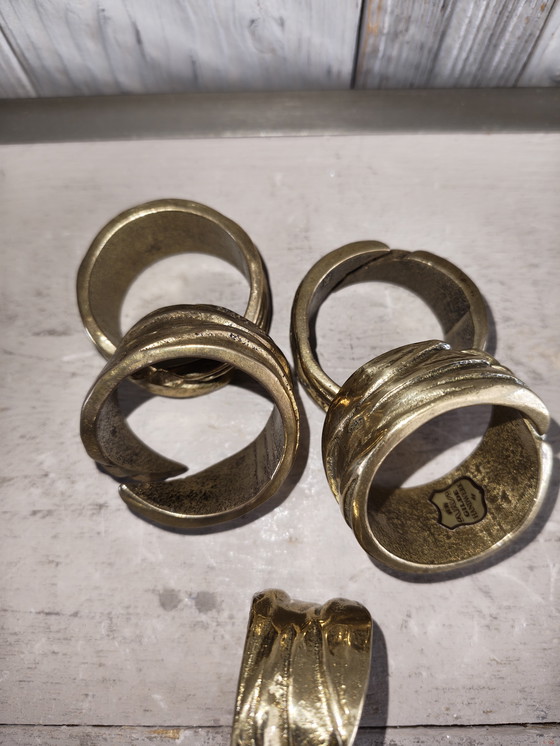 Image 1 of Set of 5 vintage Italian brass napkin rings