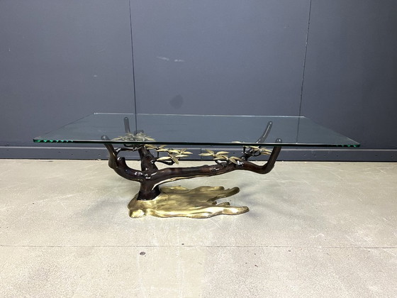 Image 1 of Tavolino da caffè vintage in ottone a forma di bonsai di Willy Daro, anni '70