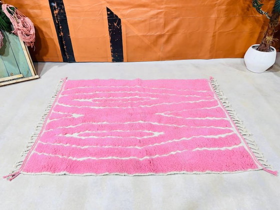 Handmade Traditional Pink Berber Rug, Beni Ouraïne Style, 200/300 cm – Aime Té, Rugs & carpets, Wool (photo 4 of 9)