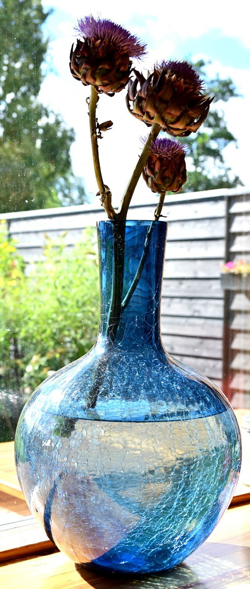 Pols Potten Blue Cracked Glass Ball Body Vase Large € 60 New – vazen