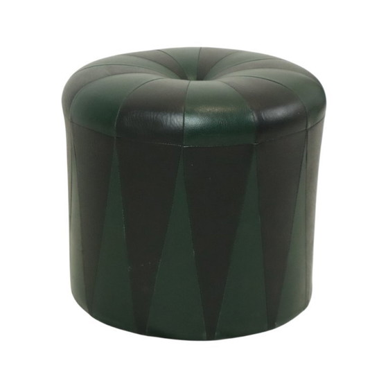 Image 1 of Vintage Green Black Pouf