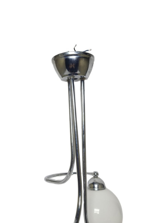 Art Deco Style Chandelier, Poland, 1970s – Glass, Chrome (photo 7 of 7)