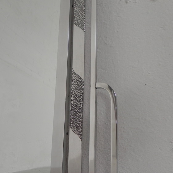 Image 1 of Specchio Art Déco con vetro tagliato e cornice in alluminio, anni &#39;30