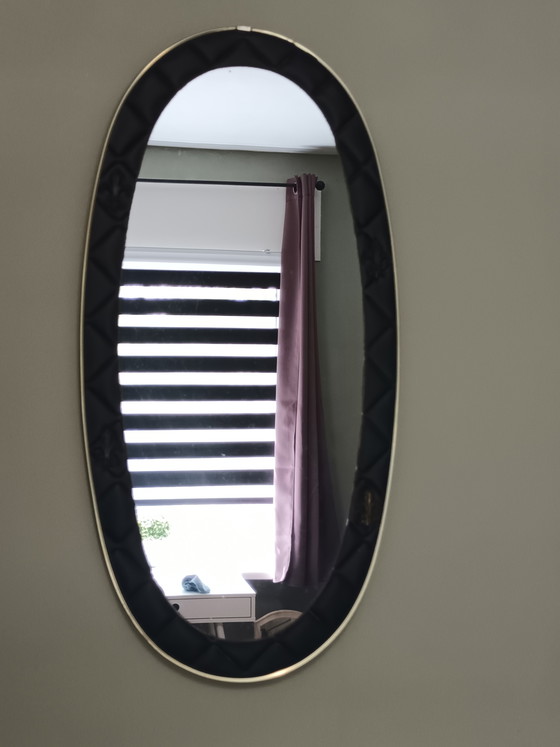 Image 1 of Specchio ovale vintage nero e oro