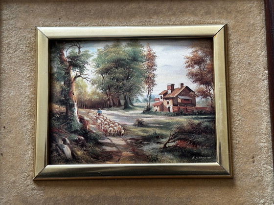 Image 1 of Miniatur-Emaillemalerei auf Metall, signiert Esther