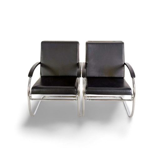 2x Sillón KS 46 Midcentury Thonet Anton Lorenz Cuero negro