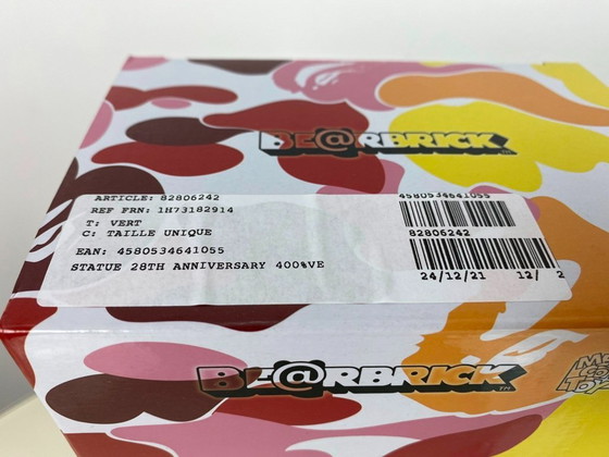 Image 1 of Bearbrick BAPE A BATHING APE 28. Jubiläum 04 CAMO #4 400% MEDICOM Toys