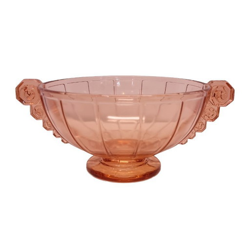 Art Deco pink glass fruit bowl