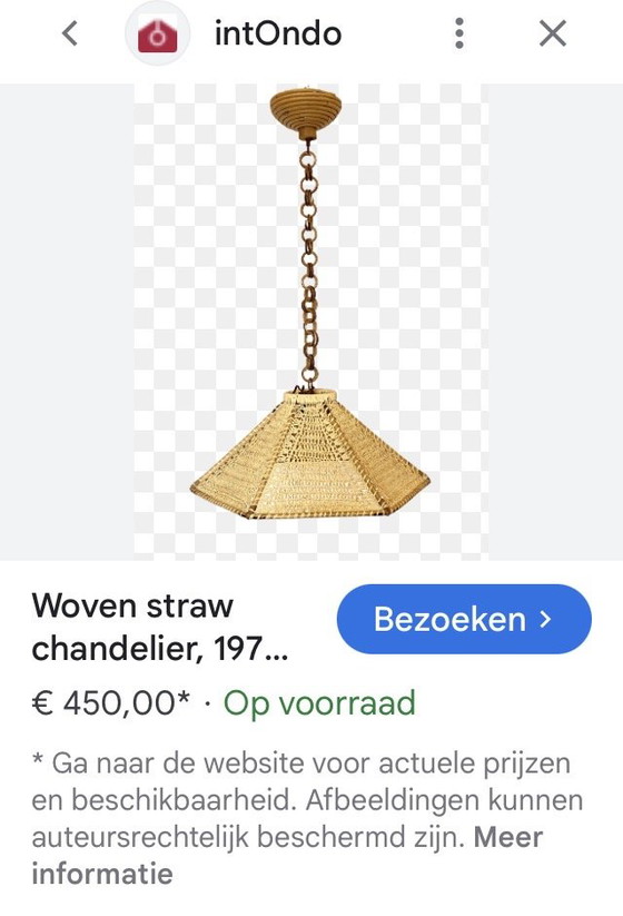 Image 1 of Hanger Italiaanse vintage geweven stro geweven stro