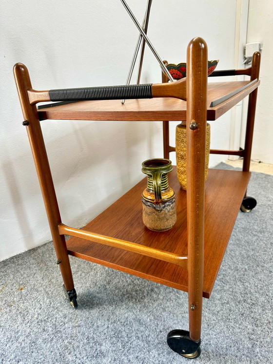 Carrello bar in teak design danese Mid-Century, Carrelli bar, Legno, Marrone (foto 2 di 11)