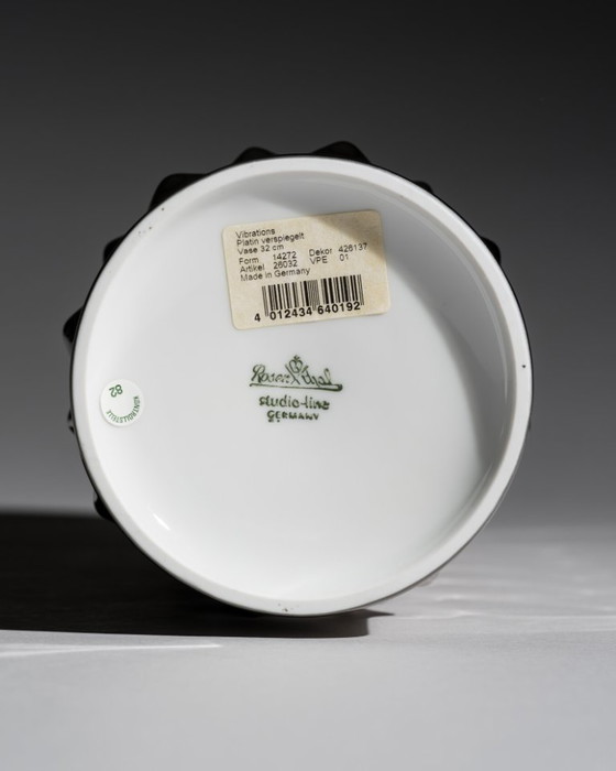 Image 1 of Vaso vintage Rosenthal Studio-Line "Vibrations" Duo Dieter Mankau argento e bianco