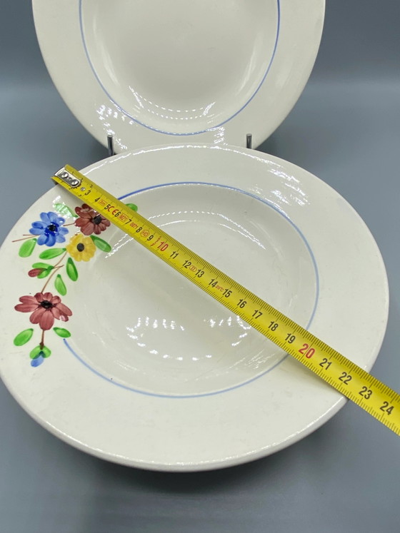 4 Digoin & Sarreguemines Soup Plates – Beau Soleil Pattern – Floral Design – 23 cm – Decorative Objects (photo 5 of 5)