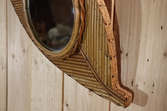 Image 1 of Rattan mirror by Vivaï del Sud, 1970