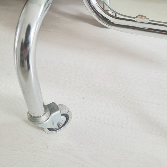 Image 1 of Rare Chrome Tubular Mirror On Wheels