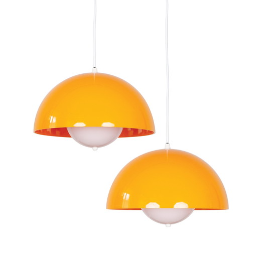 Paire de 2 lampes suspendues space-age des années 1970