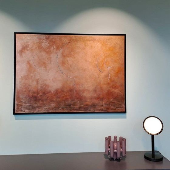 Image 1 of Hand-painted abstract minimalist painting bronze 100x140 cm