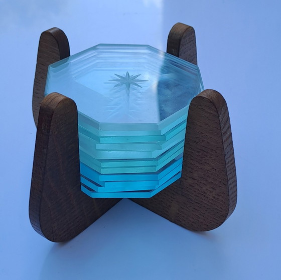 Image 1 of 12 x vintage glass coasters from the 1950s