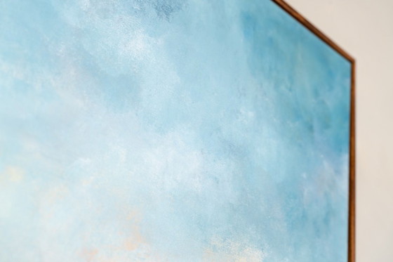 Large Original Framed Blue Abstract Landscape Painting, Textured Acrylic Canvas - The Crossing (photo 8 of 25)