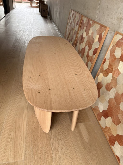 Table with 2 benches and coffee table by Fernando Laposse