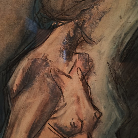 Image 1 of Beautiful Expressive Mixed Media Nude on Paper, Signed & Dated 1984 – 40 × 30 cm