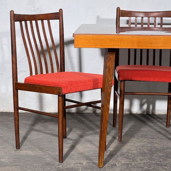 Set van 4 Tatra Nabytok eetkamerstoelen, jaren 60 – Tatra Nábytok, Textile (photo 3 of 14)