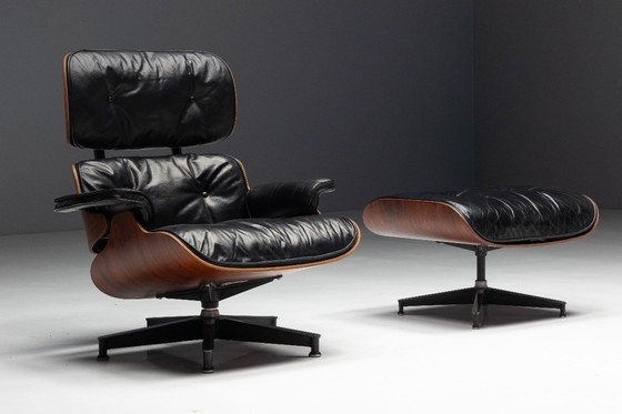 Image 1 of Sillón y otomana Eames de primera generación, de Charles y Ray Eames para Herman Miller, 1957
