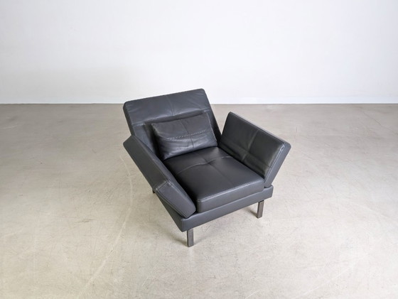 Image 1 of 2x Originele Brühl Amber fauteuil leder grijs design